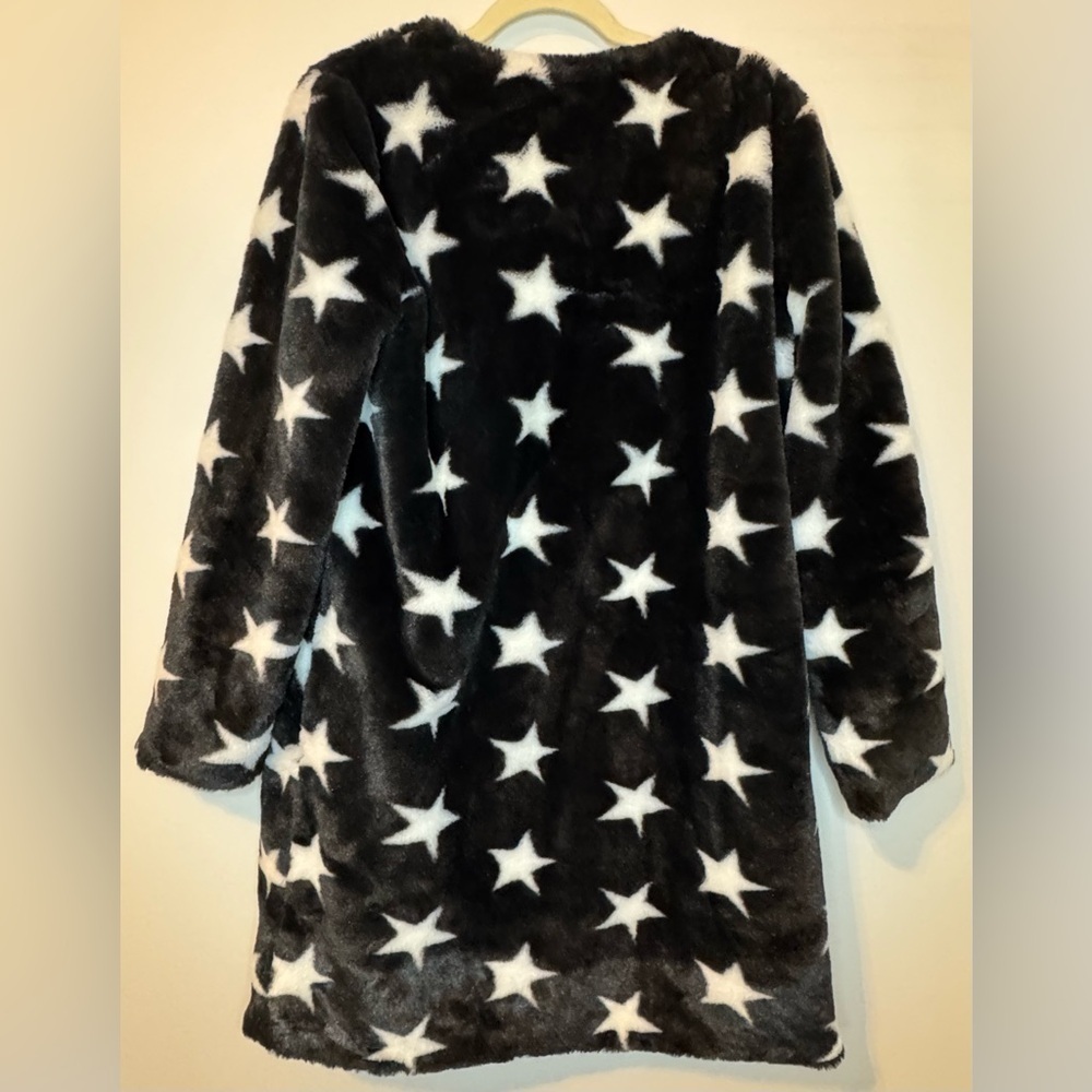 Fever Women’s Star-Print Faux-Fur Coat Oversized Size M - Picture 5 of 9